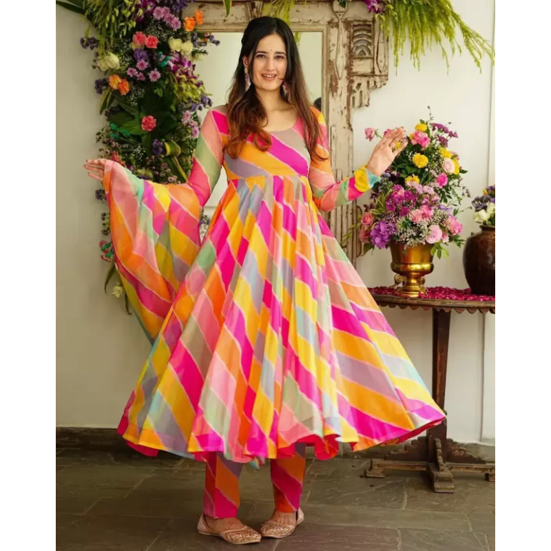 Printed Georgette Stitched Anarkali Gown