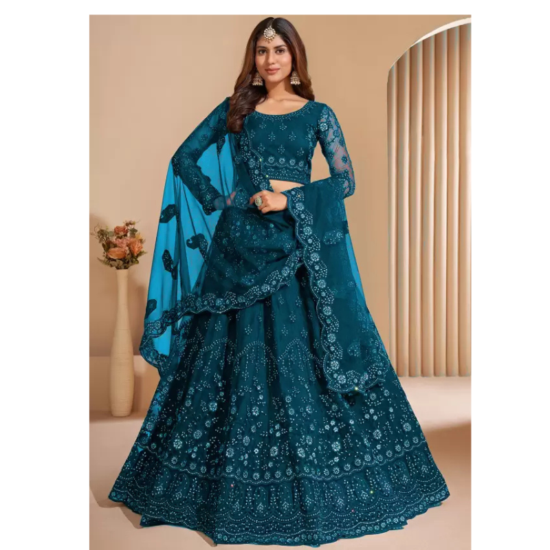 Embroidered Semi Stitched Lehenga Choli