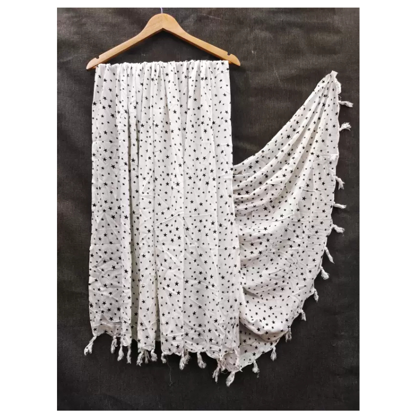 Rayon Printed White Women Dupatta